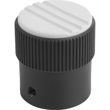 Kipp Knurled Knob Size:3, D1=34, H=36, D=8, Form:A, Plastic Black Ral7021, Comp:Steel, Cap:Gray Ral7035 K0248.13085